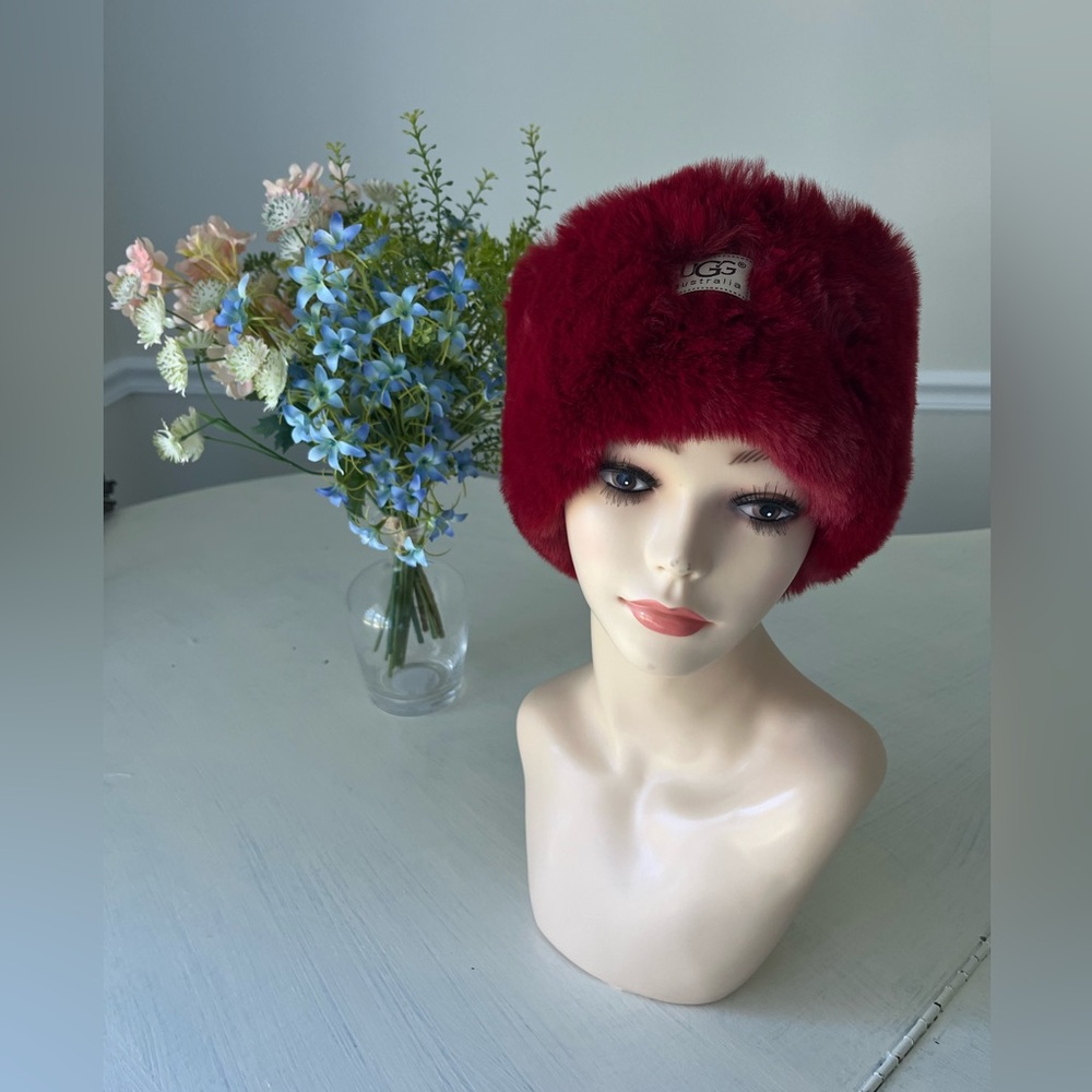 UGG Burgundy Faux Fur Head band